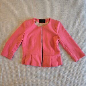 River Island Bright Pink Peplum Zip Up Blazer Jacket Size 8